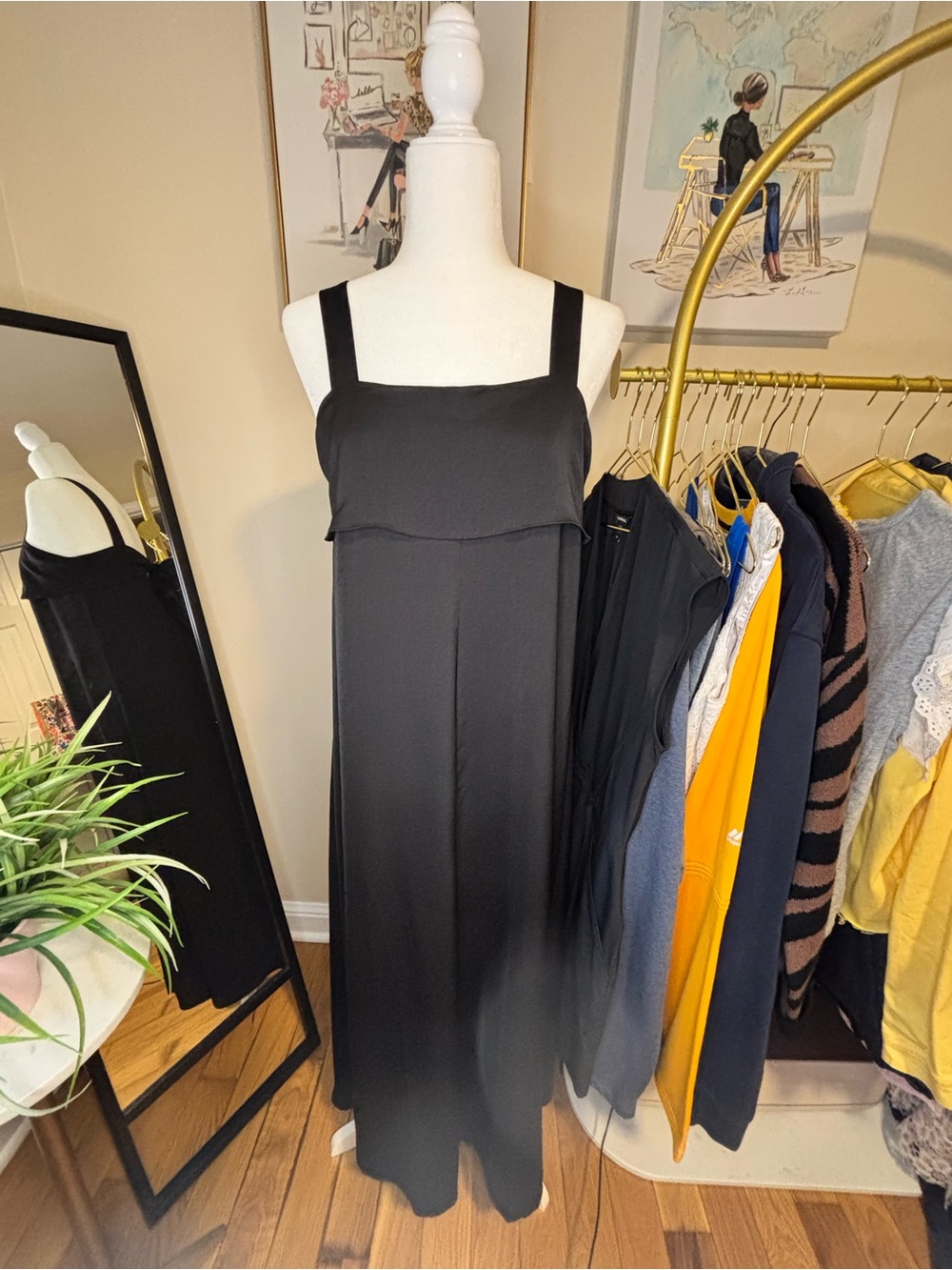 Banana Republic Black Midi Dress Bow in Back Small - Picture 2 of 12